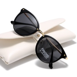 Cleoxyge Polarised Sunglasses Women Men Vintage Elegant Metal Frame UV400 Protection Outdoor for Fishing Driving Travel Glasses Fashion Sunglasses, Polarised black lens