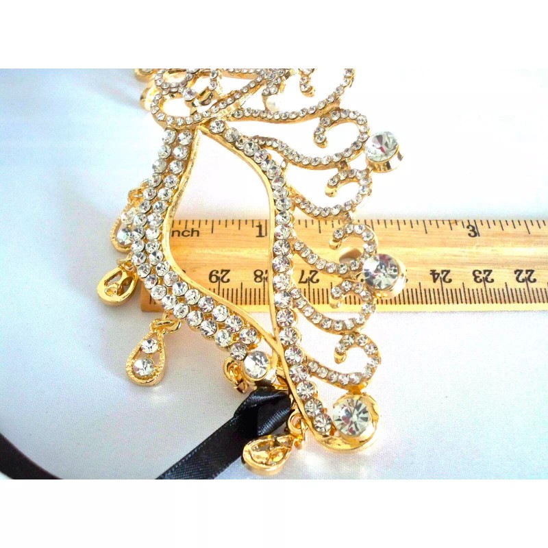 Gold rhinestone mask, crystal bridal mask costume ball masquerade prom