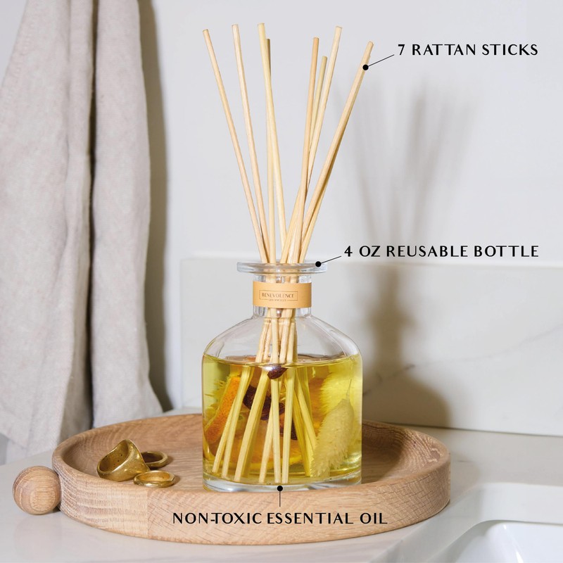 Benevolence LA Reed Diffuser, Orange, Cedarwood & Clove Scent Diffuser