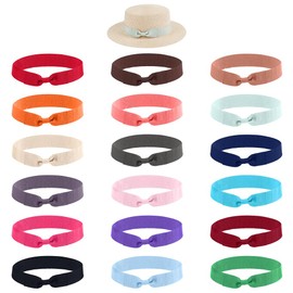OLYCRAFT 18Pcs Stretchable Hat Bands Fashion Bow Tie Hat Bands Stretchable Faux Suede Headband Elastic Ribbon Headband for Women Men Cowboy Panama Western Costume Headwear Accessories
