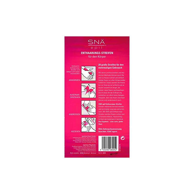 Snä Epil Hair Removal Strips, 14 Double Strips (28 Ready