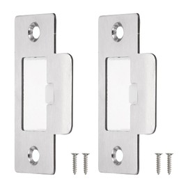 sourcing map Door Strike Plate, 2Pcs 70mm x 39.5mm 201 Stainless Steel Latch Deadbolt Strike Plate for Door Frame Door Jamb, Silver