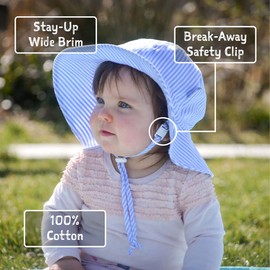 [JAN & JUL] Cotton Floppy Adjustable Sun Hat for Baby Toddler Kids UV Protection, white
