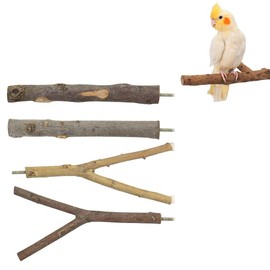 4 pieces bird toys, natural perches for birds, natural wood perches for bird cages, 2 specifications, with 8 washers and 4 wing nuts, for parrots, birds