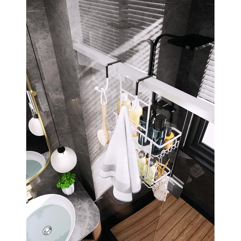 HapiRm Hanging Shower Caddy Over the Door with Soap Holder,