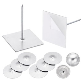 PATIKIL 150pcs Self Stick Insulation Pins 2-1/2inch, 1.5 Inch Self Locking Washers Round 7/8 Inch Aluminum Insulation Hangers Cap Washers for Foam Board Wall Floor Ceiling 50Set/150Pieces