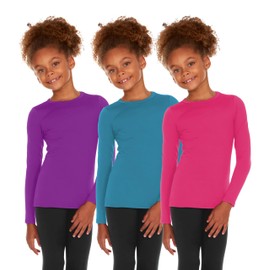 Thermajane Thermal Underwear for Kids Girls Thermal Sets for Winter Long Johns Thermal Base Layer for Girls Long Underwear 3 Pack (Purple, Teal, Pink, X-Large)