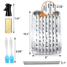 DINGIXOC 30 Pack Disposable Barbecue Aluminium Foil Trays, 34 x 23 x 2.8cm Perforated Grill Pans with Holes for Outdoor Grilling, BBQ, Charcoal Baking