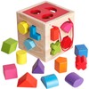 BESTAMTOY Shape Sorter Toy My First Wooden 12 Building Blocks