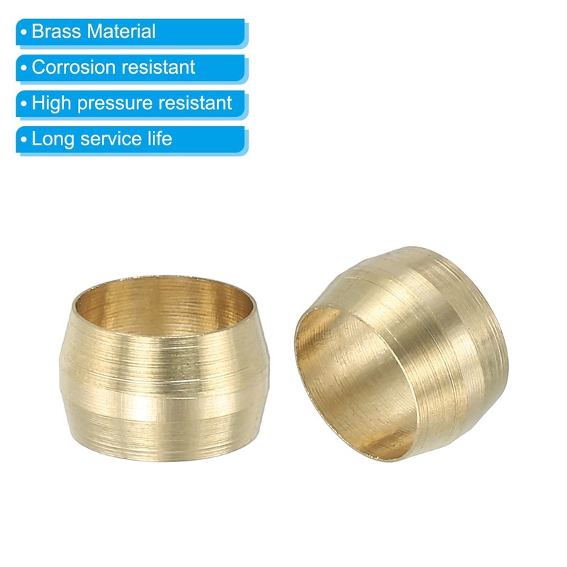 PATIKIL 8mm ID Brass Compression Sleeve Ferrules, 80 Pcs Brass