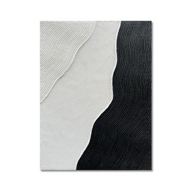 NANKAI Art 40x28 inches Hand painted Black and White Thick Texture Abstract Oil painting Modern Minimalist art Painting wall Decorative art, White,Black