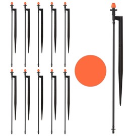 La Farah Drip Micro Sprinkler Heads with Stake: 360 Degree Sprinkler Nozzle with 1/4" Drip Irrigation Tubing - 10 Pack Drip Spray Emitters on 12 Inch Stake for Garden Water System