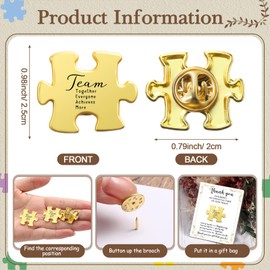 Solsew 20 Sets Team Appreciation Gifts for Employees Puzzle Piece Lapel Pins with Thank You Cards Bags Appreciation Gifts Bulk for Staff Teachers Coworkers Nurse Volunteers Team Building Presents