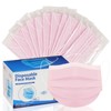 50 Packs Individually Sealed 3-Ply Disposable Pink Face Mask Protective