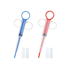 SIOPPKIK Pack of 2 Tablet Feeder, Plastic Tablet Dispenser, Medication Feeder, Pet Pusher Syringe, Tablet Dispenser for Cats, Small Dogs (Red and Blue)