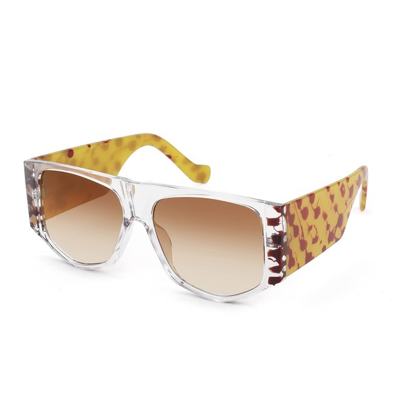 FEISEDY Retro Square Flat Top Irregular Sunglasses Thick Frame Men