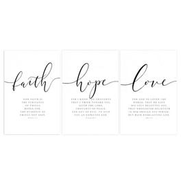 JJT Faith Hope Love Bible Wall Decor (16x24inchx3 Piece) Christian Bible Poster Unframed