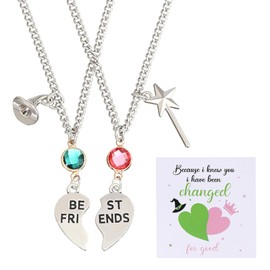 SAMIQU Friendship Matching Necklace – Elphaba and Galinda Inspired Witch Hat Pendant,Valentine's Day Gift for BFF Couples and Movie Fans, Medium, Metal, Abalone