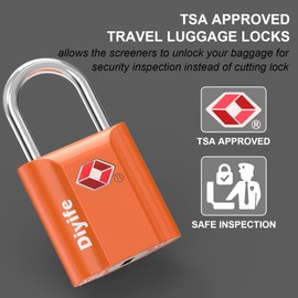 TSA Luggage Locks with Keys, [2 Pack] Diyife Security Suitcase Padlocks with Keys Heavy Duty Zinc Alloy Travel Lock Small Suitcase Locks with 4 Keys for Luggage Travel Suitcase Bag Case (Orange)