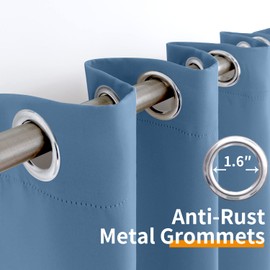 YoungsTex Blackout Curtains for Bedroom - Thermal Insulated with Grommet Top Room Darkening Window Curtains for Living Room, 2 Panels, 42 x 45 Inch, Demin