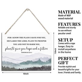 Christian Decor, Rustic Hanging Wood Plaque Sign, Hanging Wall Plaque, Scripture Wall Decor, Christian Home Decor, Scripture Sign Gift, Jeremiah 29:11 sign - For I Know the Plans I Have for You