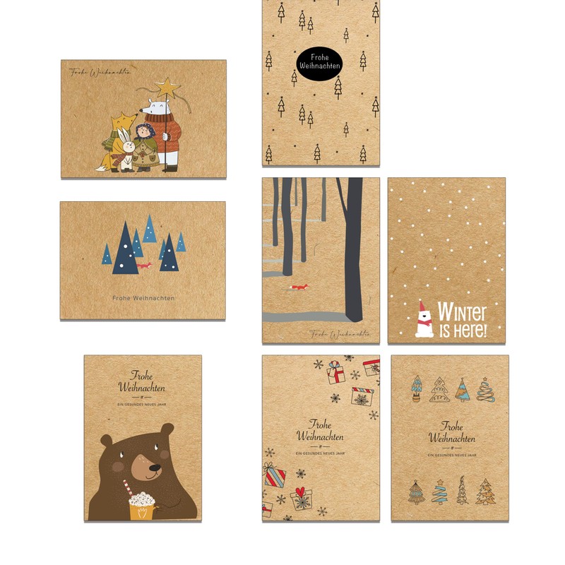 the lazy panda card company Set of 40 Christmas Postcards