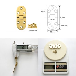 LIKERAINY 180 Degree Brass Flip Hinges Fitting Furniture Hinge for Cabinets Table Folding Table Rounded with Screws Copper Polishing Pack of 4