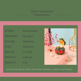 Furuida Christmas Trinket Boxes Hinged Hand-Painted Enamel Lucky Bag Shape Figurine Ornaments Craft Unique Gift for Xmas Decor (Green)