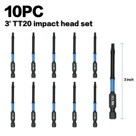 AXELORD 10-Piece Magnetic Torx Screwdriver Bit,1/4 "Hex Shank TT20 S2 Steel Security Torx Bit Tamper Proof Star Bit Set with CNC Machined Tips 3"Long