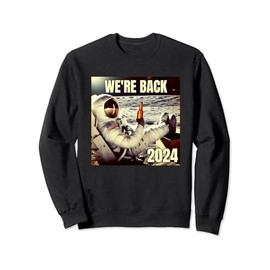 2024 Moon Landing We're Back Astronaut Drinking Beer Design Sweatshirt