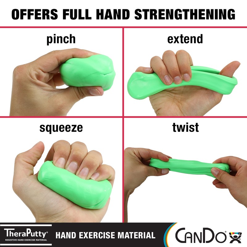 CanDo 10-2613 Theraputty Plus Hand Exercise Putty, Green, 3oz, Medium