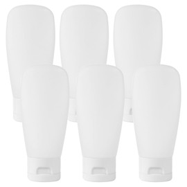 Happyupcity 6 Pcs Empty Refillable Clear Plastic Cosmetic Tubes with White Flip Lid Travel Bottle Sample Container Holder for Facial Cleanser Shampoo Shower Gel