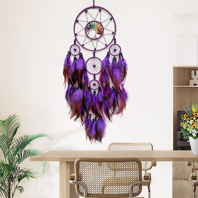 RAGKUU Purple Large Dream Catcher with Tree of Life