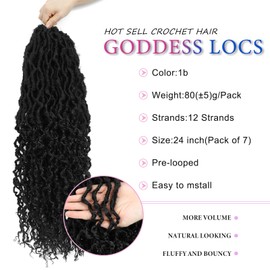 Betufllo Faux Locs Crochet Hair Pre Looped for Women 24 Inch 7 Packs Soft Long Locs Crochet Hair Mini Passion Twist Crochet Hair Handmade Synthetic Braiding Hair Braids Extensions(Black)