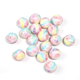 【B170】 Beads for DIY Projects: 15mm Round, Mixed Color, 30Qty PRINT, 50Qty SOLID Silicone Beads - B170:_#122 YM487