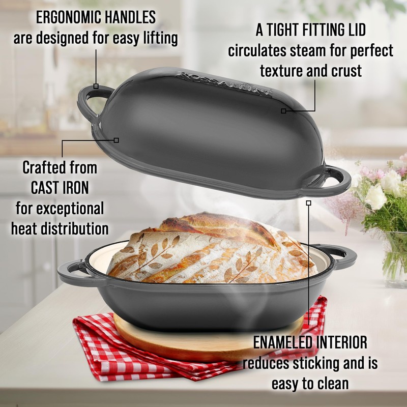 ROSSALLINI Signature Enameled Cast Iron Sourdough Bread Oven | Non-Stick