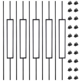 10 Pack Staircase Balusters, 1/2" x 44", Hollow Straight and Square Iron Balusters for Staircase Indoor，with 20 Adjustable Direction Swivel Shoes