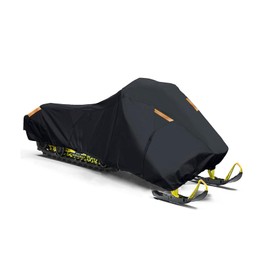 Snowmobile Cover Heavy Duty 420D Oxford Universal Trailerable Snowmobile Storage Cover, Compatible with P-olaris Ski-Doo A-rctic Cat Y-amaha L-ynx C-amso C-FMOTO (Black, 130" L x 51" W x 48" H)