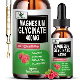 Magnesium Glycinate Liquid Drops, Pure Magnesium Glycinate 400mg for Bone, 6X High Absorption Liquid Magnesium Supplement, Vegan, Non-GMO, Gluten-Free