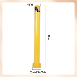 Safety Bollard,48 inches Height x 4.5 inches Diameter Yellow Steel Parking Post,Each Pack Includes 6 Anchor Bolts and Equipped with Anti-Collision guardrails