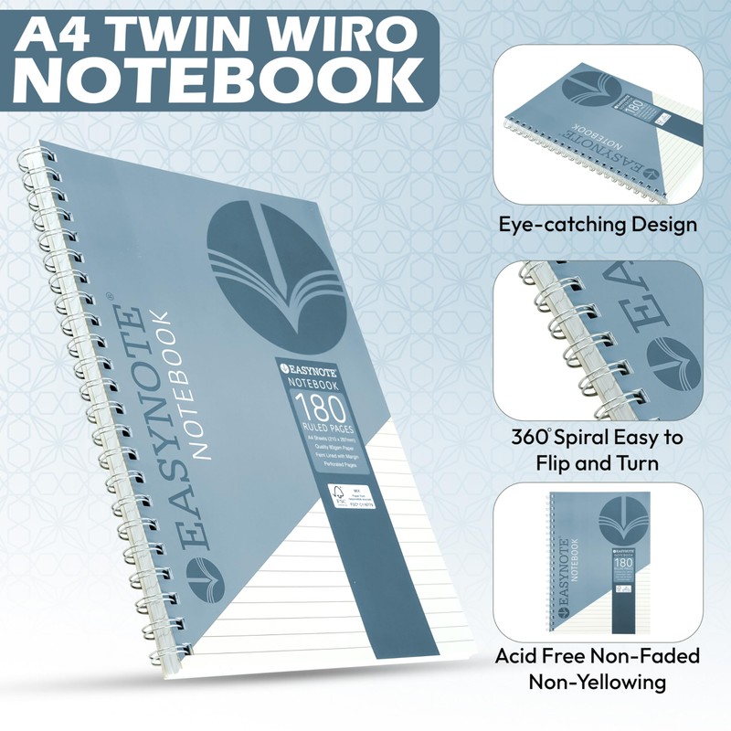 HOVUK Wire-Bound Spiral Notebook Journal, Composition Notebook with Pre-Perforated Pages,