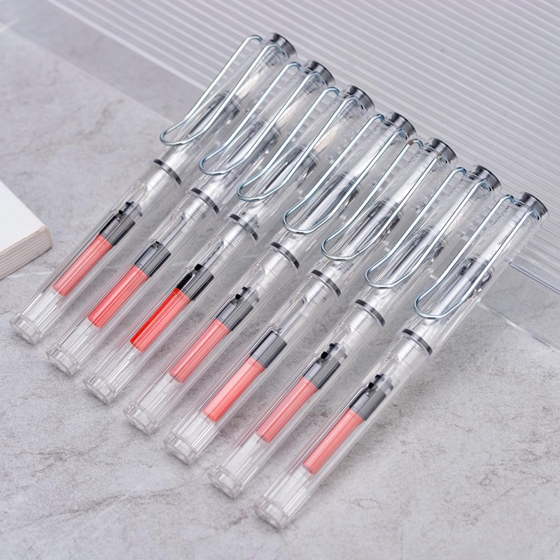 erofa Transparent Parallel Calligraphy Fountain Pen Set with Duckbill Clip,7