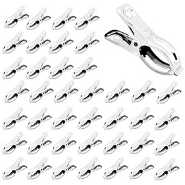 Acczzlyn 40Pcs Stainless Steel Garden Clips, Greenhouse Film Clamps Garden Netting Clips with Strong Grip for Fixing Netting Covering Film, Large Opening Towel Clips Washing Pegs