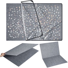 Sratte Jigsaw Puzzle Board with Dustproof Cover, Foldaway Felt Puzzle Board Portable Puzzle Mat, Foldable Puzzle Pad Puzzle Storage Board, Non Slip Surface (45.7 x 30.7 Inch)