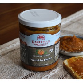Kauffman Orchards Pumpkin Butter Spread, With Sugar and Spice, Made in Lancaster County Pennsylvania, 17 Oz. Jar