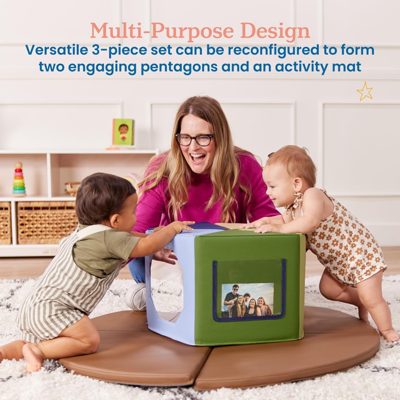 ECR4Kids SoftZone Wall of Mirrors, Activity Center, Earthtone