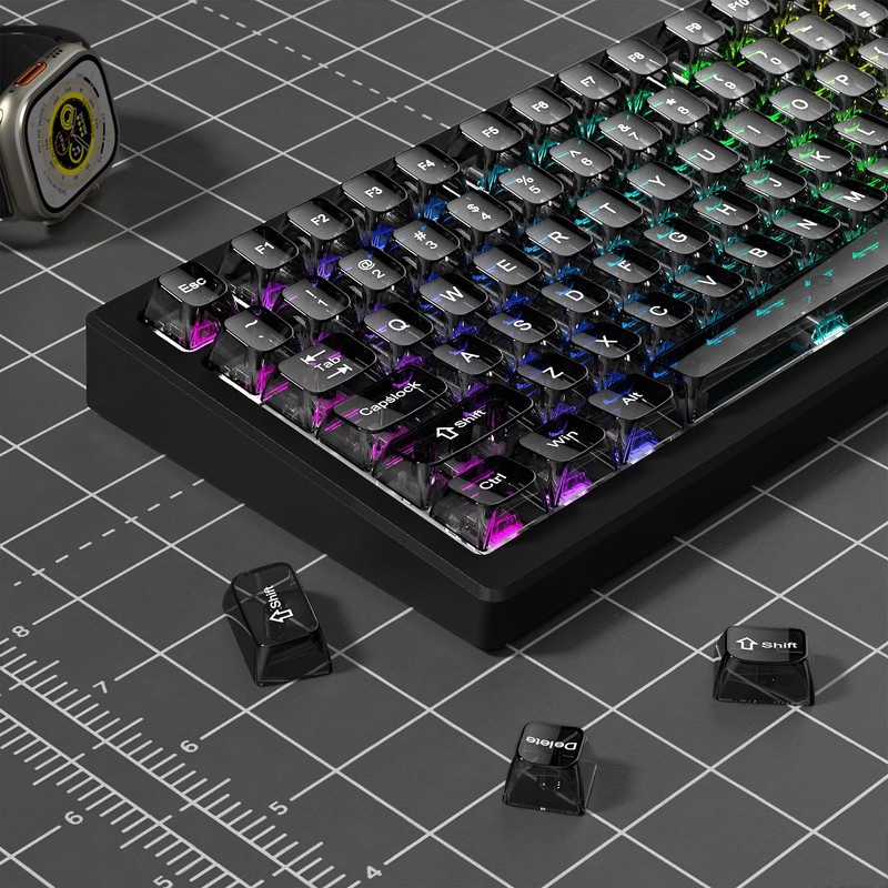 dagaladoo Grey Clear keycaps,Transparent keycaps 60 75 100 Percent,Ceramic Jelly