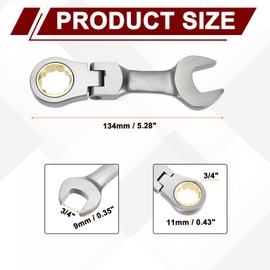 sourcing map Flex Head Ratchet Wrench Spanner 3/4" SAE Ratcheting Combination Wrench 72-Teeth Chrome Vanadium Steel Ratchet Gear Spanner with 12 Point Box End for Auto Repairs Home Projects