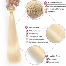NJMNJM 613 Hair Bundles Straight Hair Bundles Blonde Human Hair Bundle Unprocessed Brazilian 613 Straight Human Hair Bundles 22 Inch