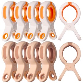 Sanyeyufeng Beach Towel Clips for Beach Chair 10 Packs Towel Clips for Chairs Cruise Pool, Large Strong Clothes Clips Keep Towel from Blowing Away, Beach Cruise Essentials Must Haves (White+Apricot)